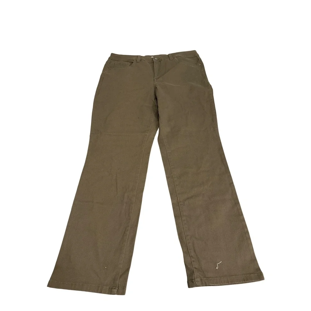 405. Style & Co Women's Rail Tummy-Control Straight-Leg Jeans Olive Size 14S